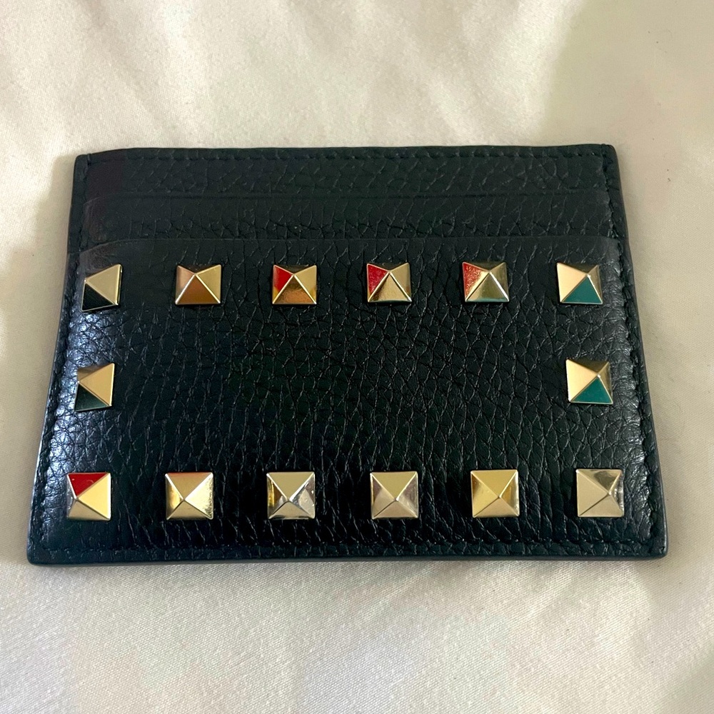 Valentino Garavani Leather Studded Card Holder